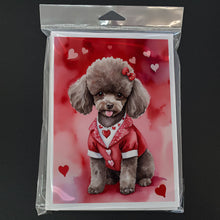 Load image into Gallery viewer, Chocolate Poodle My Valentine Greeting Cards - Blank Note Cards – 8-Pack of Artist-Designed Cards with Envelopes