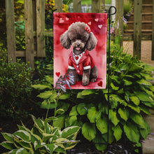 Load image into Gallery viewer, Chocolate Poodle Valentine’s Day Garden Flag – Dog-Themed Heart Yard Decor