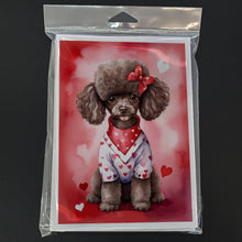 Load image into Gallery viewer, Chocolate Poodle My Valentine Greeting Cards - Blank Note Cards – 8-Pack of Artist-Designed Cards with Envelopes