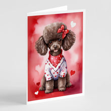 Load image into Gallery viewer, Chocolate Poodle My Valentine Greeting Cards - Blank Note Cards – 8-Pack of Artist-Designed Cards with Envelopes