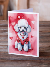 Load image into Gallery viewer, White Poodle My Valentine Greeting Cards - Blank Note Cards – 8-Pack of Artist-Designed Cards with Envelopes