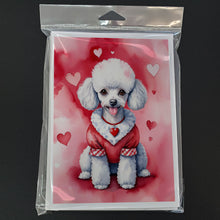Load image into Gallery viewer, White Poodle My Valentine Greeting Cards - Blank Note Cards – 8-Pack of Artist-Designed Cards with Envelopes