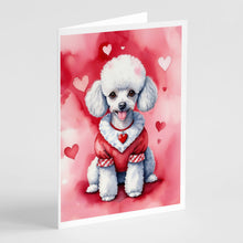 Load image into Gallery viewer, White Poodle My Valentine Greeting Cards - Blank Note Cards – 8-Pack of Artist-Designed Cards with Envelopes