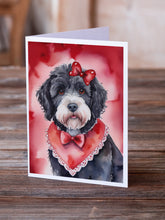 Load image into Gallery viewer, Portuguese Water Dog My Valentine Greeting Cards - Blank Note Cards – 8-Pack of Artist-Designed Cards with Envelopes