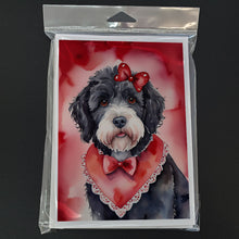 Load image into Gallery viewer, Portuguese Water Dog My Valentine Greeting Cards - Blank Note Cards – 8-Pack of Artist-Designed Cards with Envelopes