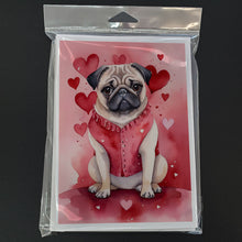 Load image into Gallery viewer, Pug My Valentine Greeting Cards - Blank Note Cards – 8-Pack of Artist-Designed Cards with Envelopes
