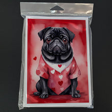 Load image into Gallery viewer, Pug My Valentine Greeting Cards - Blank Note Cards – 8-Pack of Artist-Designed Cards with Envelopes