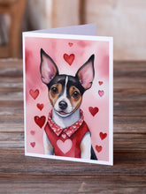 Load image into Gallery viewer, Rat Terrier My Valentine Greeting Cards - Blank Note Cards – 8-Pack of Artist-Designed Cards with Envelopes