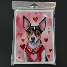 Load image into Gallery viewer, Rat Terrier My Valentine Greeting Cards - Blank Note Cards – 8-Pack of Artist-Designed Cards with Envelopes