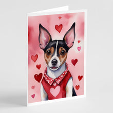Load image into Gallery viewer, Rat Terrier My Valentine Greeting Cards - Blank Note Cards – 8-Pack of Artist-Designed Cards with Envelopes