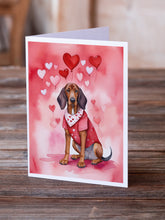 Load image into Gallery viewer, Redbone Coonhound My Valentine Greeting Cards - Blank Note Cards – 8-Pack of Artist-Designed Cards with Envelopes