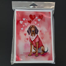 Load image into Gallery viewer, Redbone Coonhound My Valentine Greeting Cards - Blank Note Cards – 8-Pack of Artist-Designed Cards with Envelopes