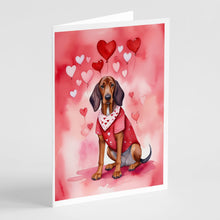 Load image into Gallery viewer, Redbone Coonhound My Valentine Greeting Cards - Blank Note Cards – 8-Pack of Artist-Designed Cards with Envelopes