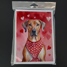 Load image into Gallery viewer, Rhodesian Ridgeback My Valentine Greeting Cards - Blank Note Cards – 8-Pack of Artist-Designed Cards with Envelopes