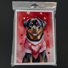 Load image into Gallery viewer, Rottweiler My Valentine Greeting Cards - Blank Note Cards – 8-Pack of Artist-Designed Cards with Envelopes