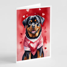 Load image into Gallery viewer, Rottweiler My Valentine Greeting Cards - Blank Note Cards – 8-Pack of Artist-Designed Cards with Envelopes