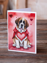 Load image into Gallery viewer, Saint Bernard My Valentine Greeting Cards - Blank Note Cards – 8-Pack of Artist-Designed Cards with Envelopes