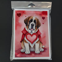 Load image into Gallery viewer, Saint Bernard My Valentine Greeting Cards - Blank Note Cards – 8-Pack of Artist-Designed Cards with Envelopes