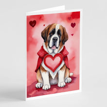 Load image into Gallery viewer, Saint Bernard My Valentine Greeting Cards - Blank Note Cards – 8-Pack of Artist-Designed Cards with Envelopes