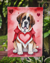 Load image into Gallery viewer, Saint Bernard Valentine’s Day Garden Flag – Dog-Themed Heart Yard Decor