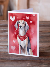 Load image into Gallery viewer, Saluki My Valentine Greeting Cards - Blank Note Cards – 8-Pack of Artist-Designed Cards with Envelopes