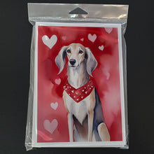 Load image into Gallery viewer, Saluki My Valentine Greeting Cards - Blank Note Cards – 8-Pack of Artist-Designed Cards with Envelopes