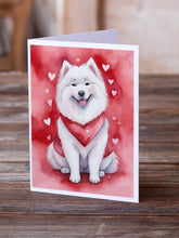 Load image into Gallery viewer, Samoyed My Valentine Greeting Cards - Blank Note Cards – 8-Pack of Artist-Designed Cards with Envelopes