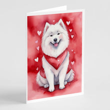 Load image into Gallery viewer, Samoyed My Valentine Greeting Cards - Blank Note Cards – 8-Pack of Artist-Designed Cards with Envelopes