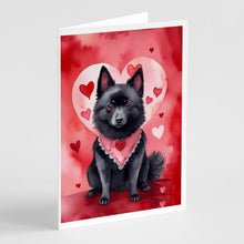 Load image into Gallery viewer, Schipperke My Valentine Greeting Cards - Blank Note Cards – 8-Pack of Artist-Designed Cards with Envelopes