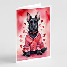 Load image into Gallery viewer, Scottish Terrier My Valentine Greeting Cards - Blank Note Cards – 8-Pack of Artist-Designed Cards with Envelopes