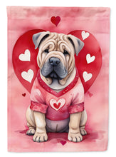 Load image into Gallery viewer, Shar Pei Valentine’s Day Garden Flag – Dog-Themed Heart Yard Decor