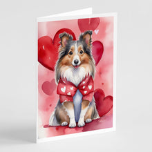 Load image into Gallery viewer, Sheltie My Valentine Greeting Cards - Blank Note Cards – 8-Pack of Artist-Designed Cards with Envelopes