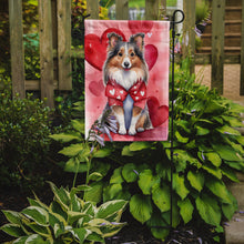 Load image into Gallery viewer, Sheltie Valentine’s Day Garden Flag – Dog-Themed Heart Yard Decor