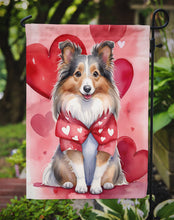 Load image into Gallery viewer, Sheltie Valentine’s Day Garden Flag – Dog-Themed Heart Yard Decor