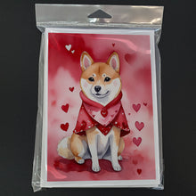 Load image into Gallery viewer, Shiba Inu My Valentine Greeting Cards - Blank Note Cards – 8-Pack of Artist-Designed Cards with Envelopes