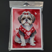 Load image into Gallery viewer, Shih Tzu My Valentine Greeting Cards - Blank Note Cards – 8-Pack of Artist-Designed Cards with Envelopes