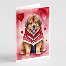 Load image into Gallery viewer, Tibetan Mastiff My Valentine Greeting Cards - Blank Note Cards – 8-Pack of Artist-Designed Cards with Envelopes