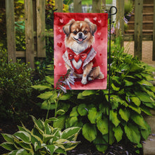 Load image into Gallery viewer, Tibetan Spaniel Valentine’s Day Garden Flag – Dog-Themed Heart Yard Decor