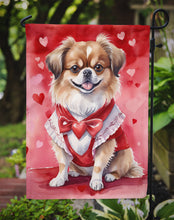 Load image into Gallery viewer, Tibetan Spaniel Valentine’s Day Garden Flag – Dog-Themed Heart Yard Decor