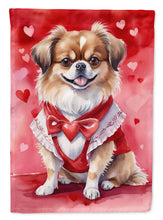Load image into Gallery viewer, Tibetan Spaniel Valentine’s Day Garden Flag – Dog-Themed Heart Yard Decor