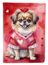 Load image into Gallery viewer, Tibetan Spaniel Valentine’s Day Garden Flag – Dog-Themed Heart Yard Decor