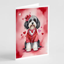 Load image into Gallery viewer, Tibetan Terrier My Valentine Greeting Cards - Blank Note Cards – 8-Pack of Artist-Designed Cards with Envelopes
