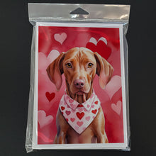 Load image into Gallery viewer, Vizsla My Valentine Greeting Cards - Blank Note Cards – 8-Pack of Artist-Designed Cards with Envelopes