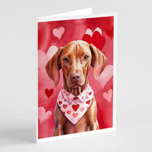 Load image into Gallery viewer, Vizsla My Valentine Greeting Cards - Blank Note Cards – 8-Pack of Artist-Designed Cards with Envelopes