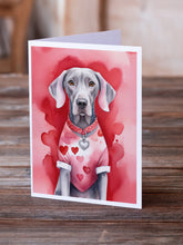 Load image into Gallery viewer, Weimaraner My Valentine Greeting Cards - Blank Note Cards – 8-Pack of Artist-Designed Cards with Envelopes