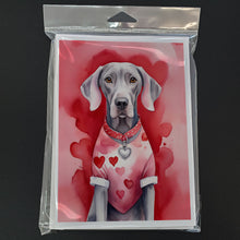 Load image into Gallery viewer, Weimaraner My Valentine Greeting Cards - Blank Note Cards – 8-Pack of Artist-Designed Cards with Envelopes