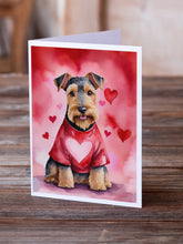 Load image into Gallery viewer, Welsh Terrier My Valentine Greeting Cards - Blank Note Cards – 8-Pack of Artist-Designed Cards with Envelopes