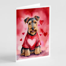 Load image into Gallery viewer, Welsh Terrier My Valentine Greeting Cards - Blank Note Cards – 8-Pack of Artist-Designed Cards with Envelopes