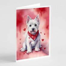 Load image into Gallery viewer, Westie My Valentine Greeting Cards - Blank Note Cards – 8-Pack of Artist-Designed Cards with Envelopes
