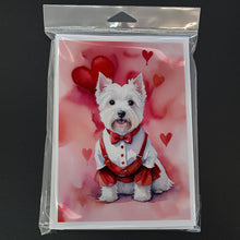 Load image into Gallery viewer, Westie My Valentine Greeting Cards - Blank Note Cards – 8-Pack of Artist-Designed Cards with Envelopes